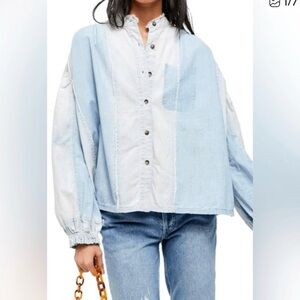 Light Blue Button-Up Women's Top